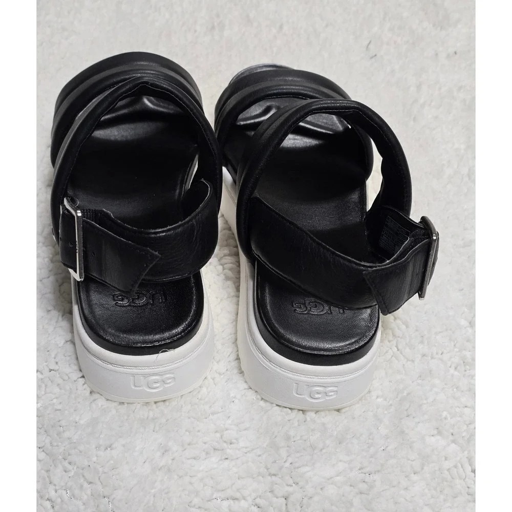 UGG‎ Ashton Slide Black Leather Puffy Platform Slingback Sandals 1124997 Mens 8